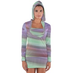 Gradient Blue Green Long Sleeve Hooded T-shirt by ConteMonfrey