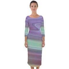 Gradient Blue Green Quarter Sleeve Midi Bodycon Dress by ConteMonfrey