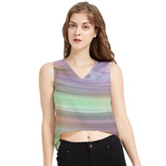 Gradient Blue Green V-neck Cropped Tank Top by ConteMonfrey