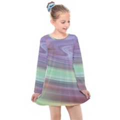 Gradient Blue Green Kids  Long Sleeve Dress by ConteMonfrey