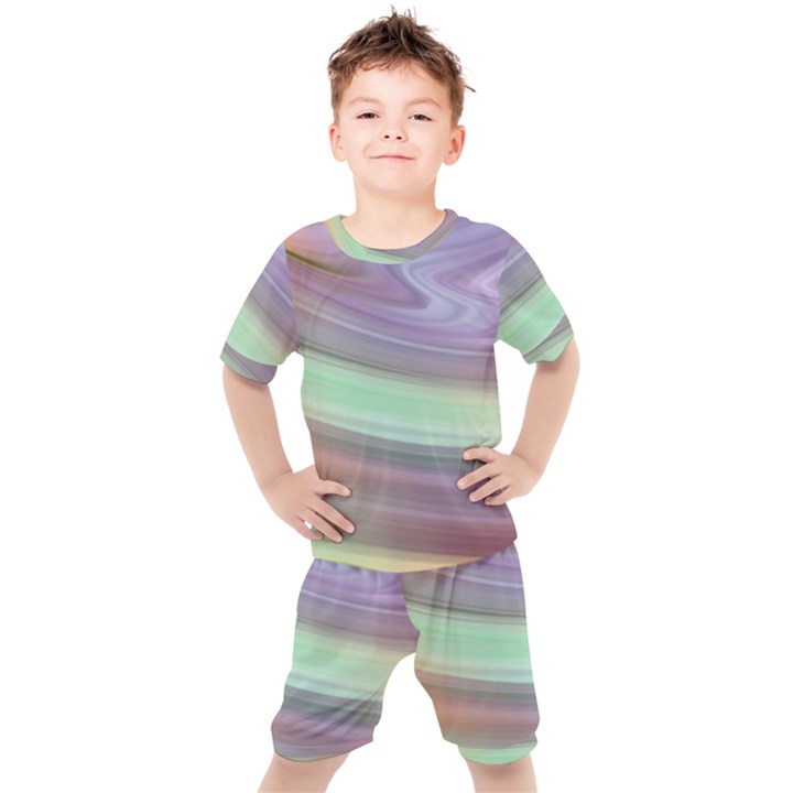 Gradient blue green Kids  Tee and Shorts Set