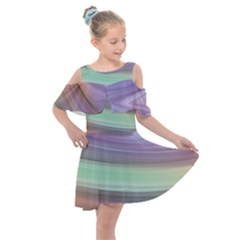 Gradient Blue Green Kids  Shoulder Cutout Chiffon Dress by ConteMonfrey