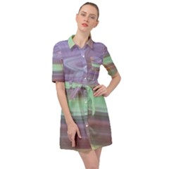 Gradient Blue Green Belted Shirt Dress by ConteMonfrey