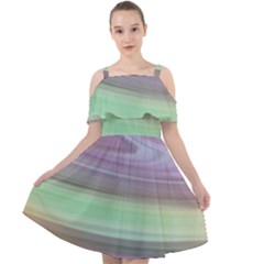 Gradient Blue Green Cut Out Shoulders Chiffon Dress by ConteMonfrey