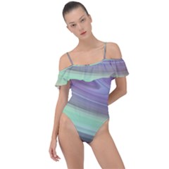 Gradient Blue Green Frill Detail One Piece Swimsuit by ConteMonfrey