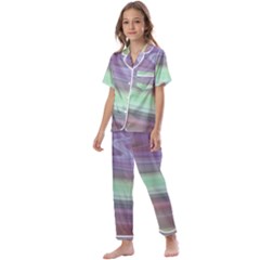 Gradient Blue Green Kids  Satin Short Sleeve Pajamas Set by ConteMonfrey