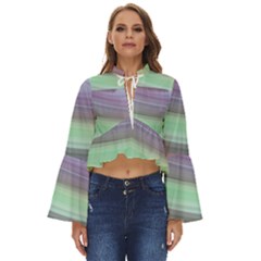 Gradient Blue Green Boho Long Bell Sleeve Top by ConteMonfrey