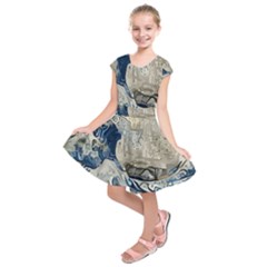 Wave Sea Ocean Splash Water Surf Foam Movement Kids  Short Sleeve Dress by Wegoenart