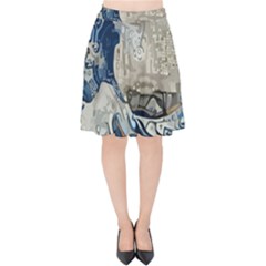 Wave Sea Ocean Splash Water Surf Foam Movement Velvet High Waist Skirt by Wegoenart