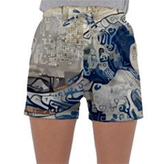 Wave Sea Ocean Splash Water Surf Foam Movement Sleepwear Shorts by Wegoenart