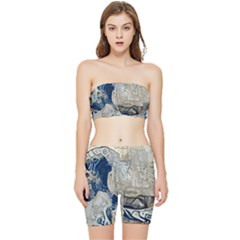 Wave Sea Ocean Splash Water Surf Foam Movement Stretch Shorts And Tube Top Set by Wegoenart