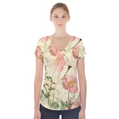 Flowers Petals Stem Bouquet Flora Floral Bloom Short Sleeve Front Detail Top by Wegoenart