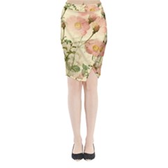 Flowers Petals Stem Bouquet Flora Floral Bloom Midi Wrap Pencil Skirt by Wegoenart