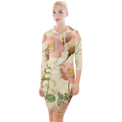 Flowers Petals Stem Bouquet Flora Floral Bloom Quarter Sleeve Hood Bodycon Dress by Wegoenart