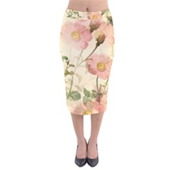 Flowers Petals Stem Bouquet Flora Floral Bloom Velvet Midi Pencil Skirt by Wegoenart