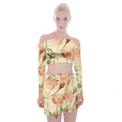 Flowers Petals Stem Bouquet Flora Floral Bloom Off Shoulder Top With Mini Skirt Set by Wegoenart