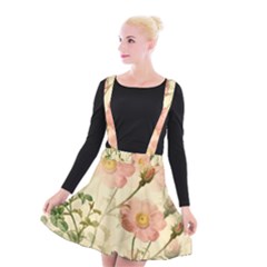 Flowers Petals Stem Bouquet Flora Floral Bloom Suspender Skater Skirt by Wegoenart