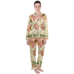 Flowers Petals Stem Bouquet Flora Floral Bloom Satin Long Sleeve Pajamas Set by Wegoenart