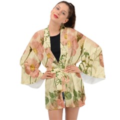 Flowers Petals Stem Bouquet Flora Floral Bloom Long Sleeve Kimono by Wegoenart