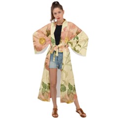 Flowers Petals Stem Bouquet Flora Floral Bloom Maxi Kimono by Wegoenart