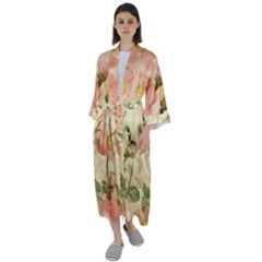 Flowers Petals Stem Bouquet Flora Floral Bloom Maxi Satin Kimono by Wegoenart