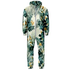 Vintage Retro Flowers Leaves Foliage Plants Hooded Jumpsuit (men)