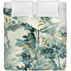 Vintage Retro Flowers Leaves Foliage Plants Duvet Cover Double Side (king Size) by Wegoenart