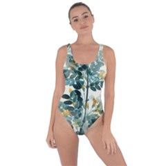 Vintage Retro Flowers Leaves Foliage Plants Bring Sexy Back Swimsuit by Wegoenart