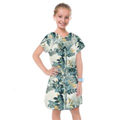 Vintage Retro Flowers Leaves Foliage Plants Kids  Drop Waist Dress by Wegoenart