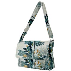 Vintage Retro Flowers Leaves Foliage Plants Full Print Messenger Bag (s) by Wegoenart