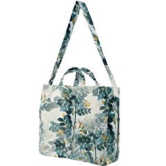 Vintage Retro Flowers Leaves Foliage Plants Square Shoulder Tote Bag by Wegoenart