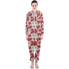 Flowers Poppies Red Hooded Jumpsuit (ladies)