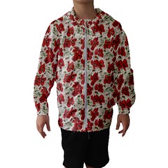 Flowers Poppies Red Kids  Hooded Windbreaker