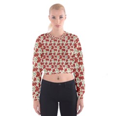 Flowers Poppies Red Cropped Sweatshirt by Wegoenart