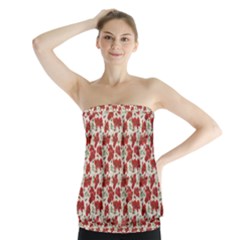 Flowers Poppies Red Strapless Top