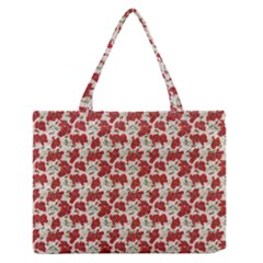 Flowers Poppies Red Zipper Medium Tote Bag by Wegoenart