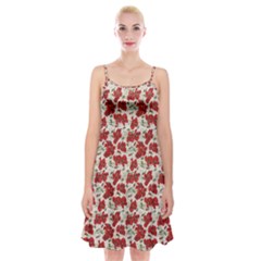 Flowers Poppies Red Spaghetti Strap Velvet Dress