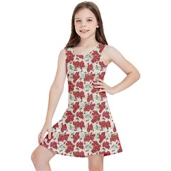 Flowers Poppies Red Kids  Lightweight Sleeveless Dress by Wegoenart