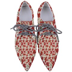 Flowers Poppies Red Pointed Oxford Shoes by Wegoenart