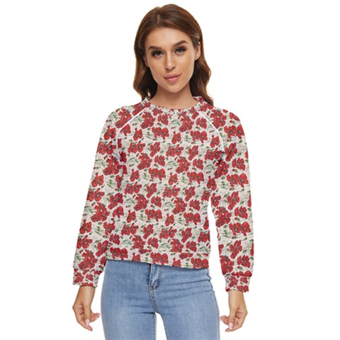 Flowers Poppies Red Women s Long Sleeve Raglan Tee by Wegoenart