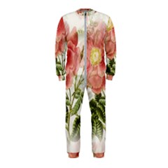 Flowers Vintage Background Retro Floral Stem Onepiece Jumpsuit (kids)