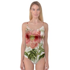 Flowers Vintage Background Retro Floral Stem Camisole Leotard  by Wegoenart