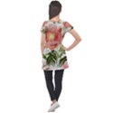 Flowers Vintage Background Retro Floral Stem Puff Sleeve Tunic Top View2