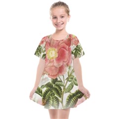 Flowers Vintage Background Retro Floral Stem Kids  Smock Dress by Wegoenart