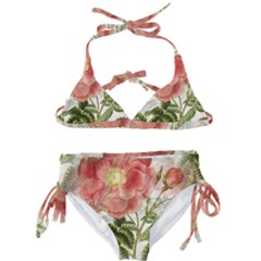 Flowers Vintage Background Retro Floral Stem Kids  Classic Bikini Set by Wegoenart