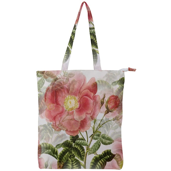 Flowers Vintage Background Retro Floral Stem Double Zip Up Tote Bag