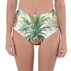 Pineapple Pattern Background Seamless Vintage Reversible High-waist Bikini Bottoms by Wegoenart