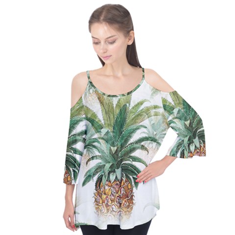 Pineapple Pattern Background Seamless Vintage Flutter Tees by Wegoenart