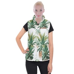 Pineapple Pattern Background Seamless Vintage Women s Button Up Vest