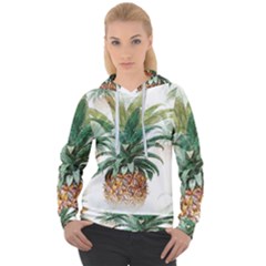 Pineapple Pattern Background Seamless Vintage Women s Overhead Hoodie